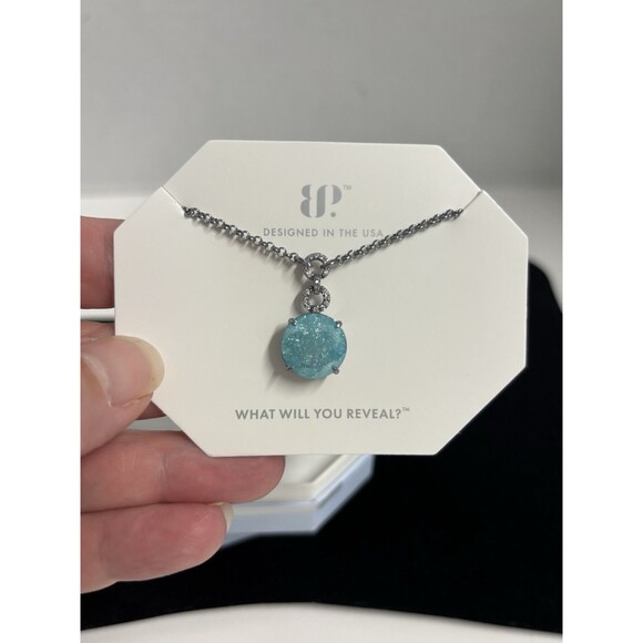 Bomb Party NEW OG Necklace “Rooted Rise” Blue Ice Crystal/ Hematite NK43396 - Picture 2 of 8